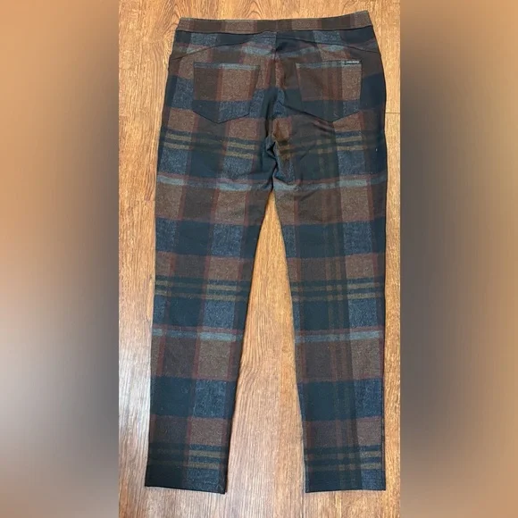 Anthropologie Sanctuary Runway Plaid Leggings Dark Red Black Womens Size XL - Picture 6 of 6